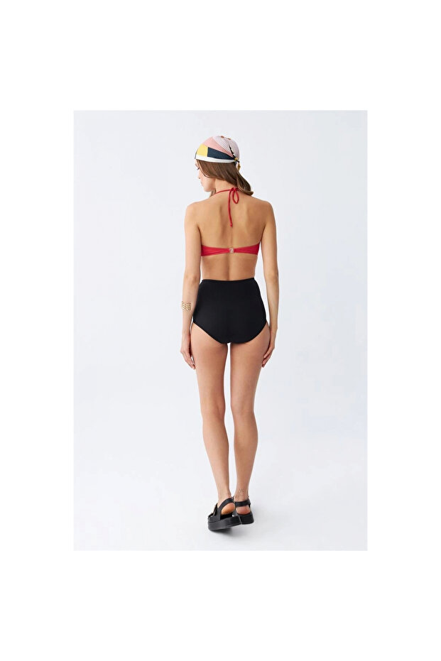 Mi̇ray- Women's Strapless Red High Waist Bikini Set - 6