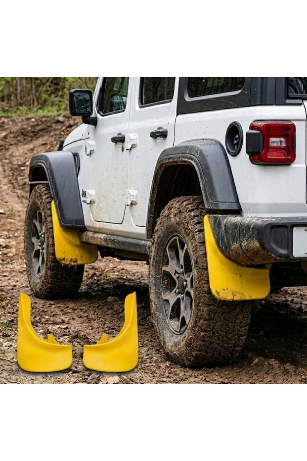 Universal Soft Mud Flaps Dust Covers Mudguards Set of 2 Yellow