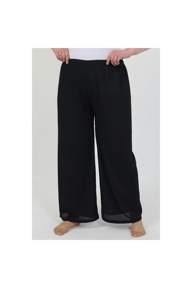 Mi̇ray- Women's Plus Size Wrinkled Pants Navy Blue - 3