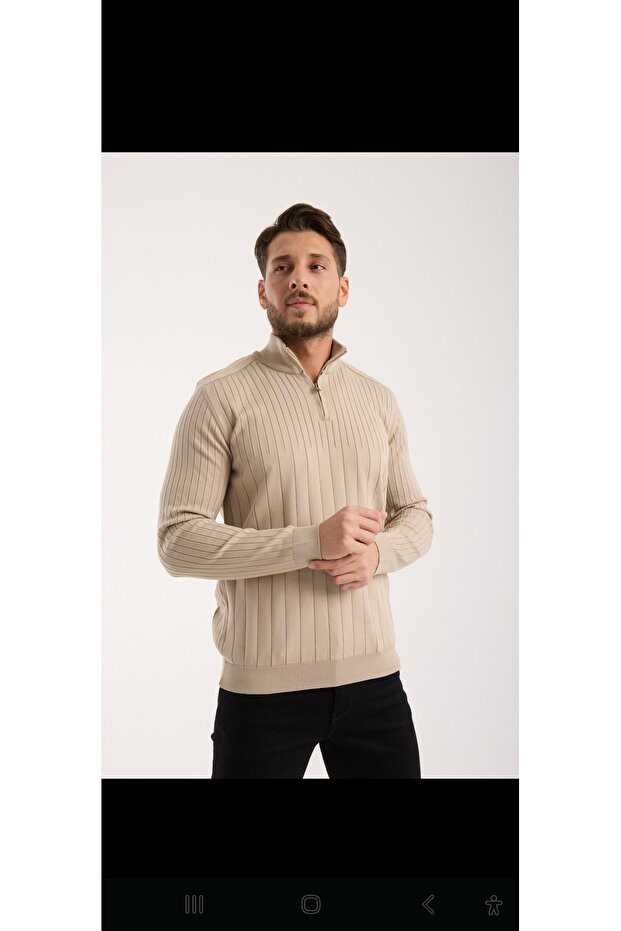 Mock Neck Zipper Sweater Men's Knitwear