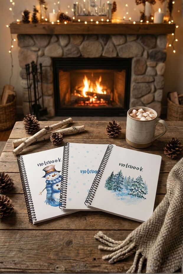 A5 Spiral 3-Pack Unlined Notebook Set - 14.8 X 21 cm 40 Sheets Notebook Winter Series 2