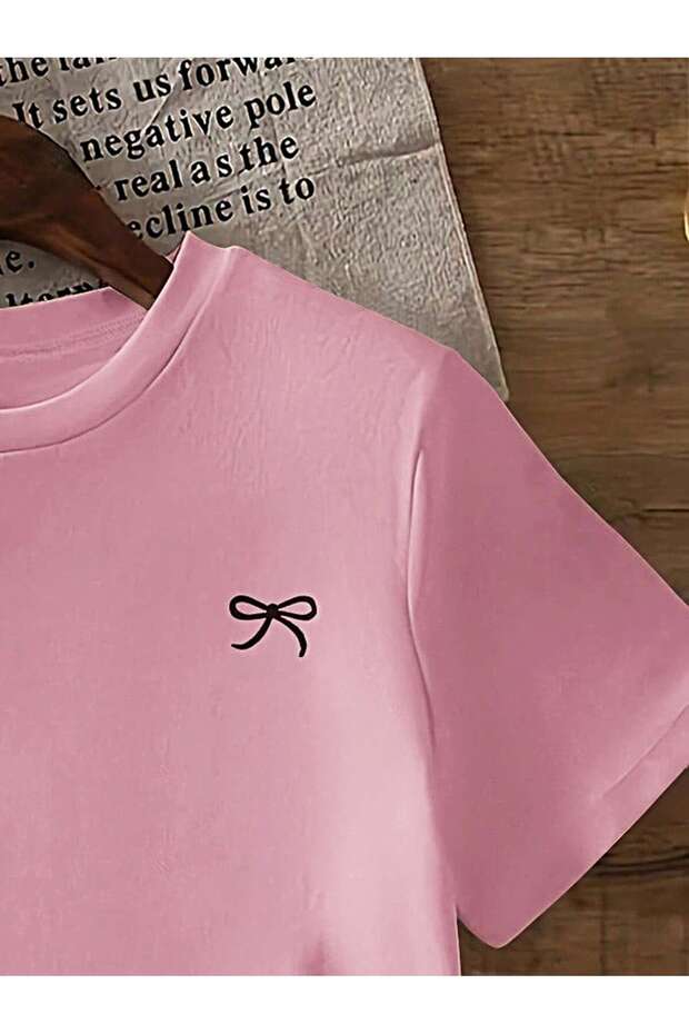 MİNİK KURDELE BASKILI OVERSIZE TİŞÖRT - 4