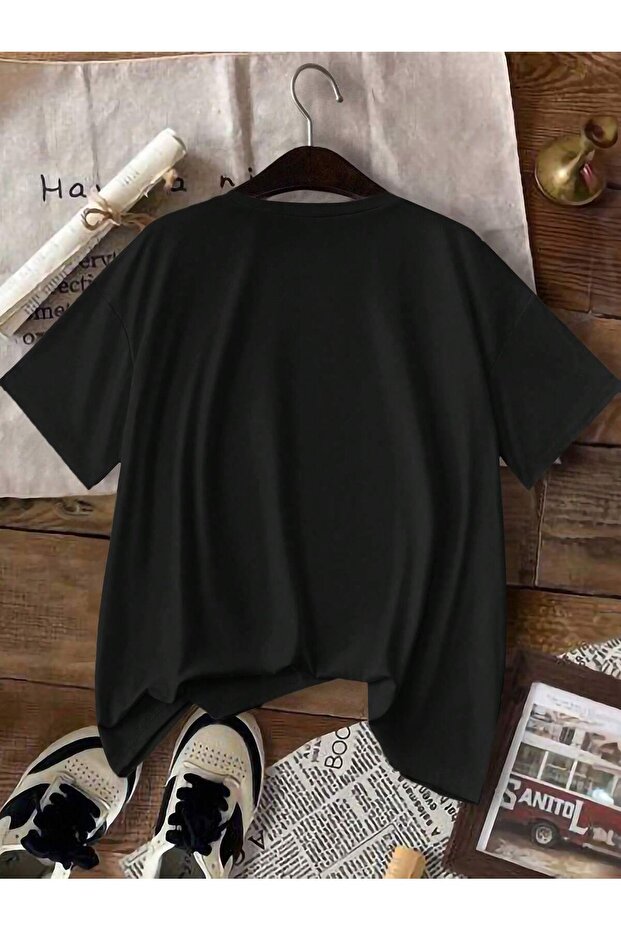 MİNİK KURDELE BASKILI OVERSIZE TİŞÖRT - 3