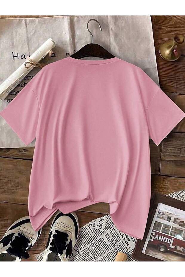 MİNİK KURDELE BASKILI OVERSIZE TİŞÖRT - 5