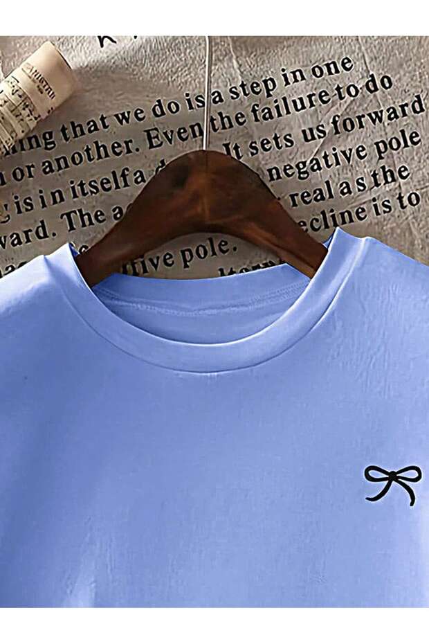 MİNİK KURDELE BASKILI OVERSIZE TİŞÖRT - 4