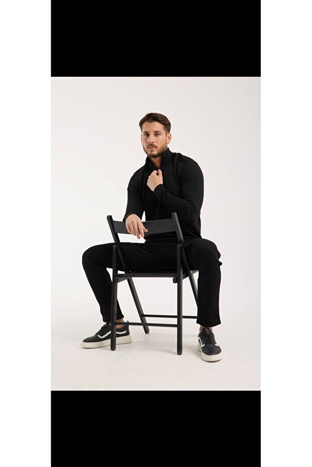 Mock Neck Zipper Sweater Men's Knitwear