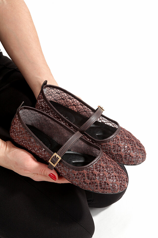 Women's Embroidered Plain Ballet Flats with Buckle, Suitable for Office-Home-Daily Use