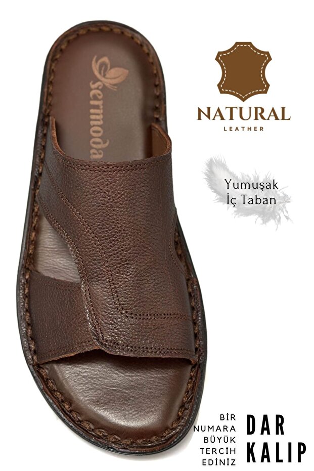 Genuine Real Leather Men's Slippers Lightweight Slippers Leather A SirCoffee - 1