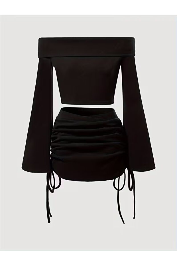 Women's Sweatshirt Slit Skirt Detail Two-Piece Set