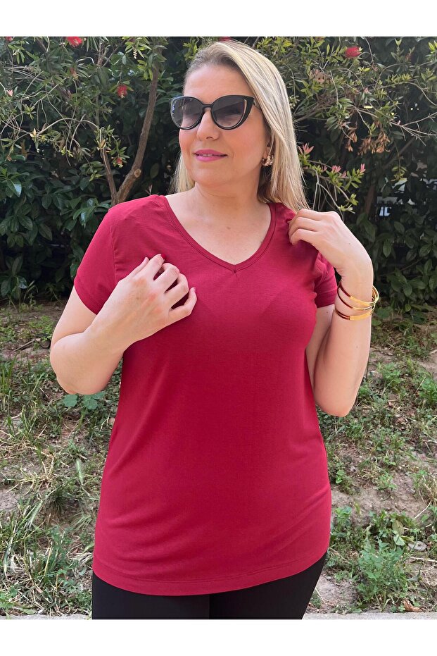 Women's Viscose Slim V-Neck Short Sleeve Blouse