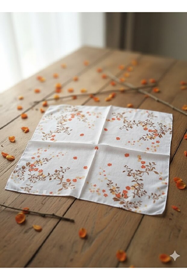 وشاح شيفون بنقشة زهور برتقالية 60*60