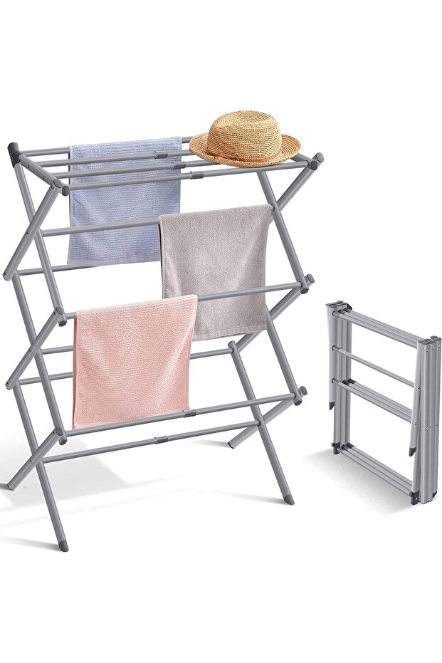 Expandable and Foldable Clothes Drying Stand, Clothes Rack for Air Drying Clothing, Sturdy Durable