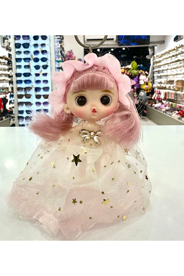 Cute Pink Girl Plush Keychain 13 cm Bag Charm