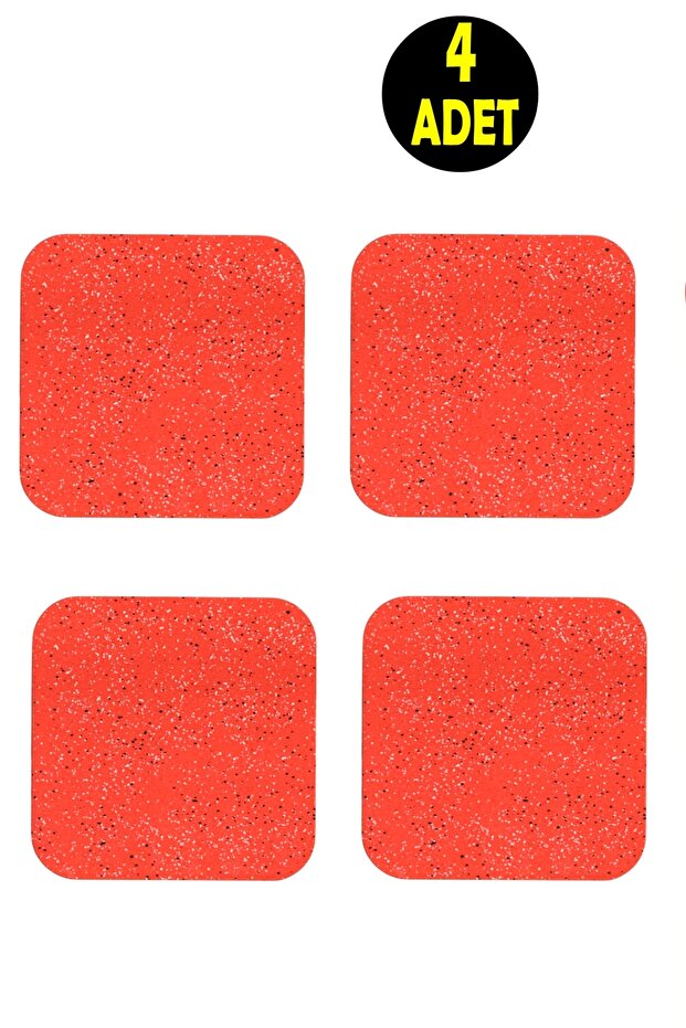 4Pcs Red Color Sand Pattern Wooden Turkish Coffee Cup Tea Mug Home Office Coaster Underpad