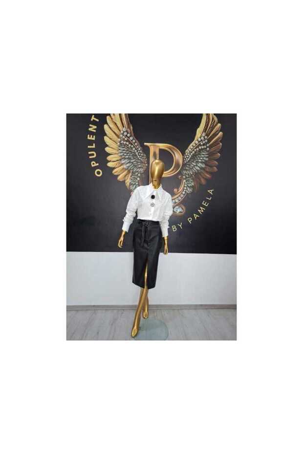 WHITE SHIRT WITH BROOCH BUTTONS - WHITE, ONE SIZE - 2