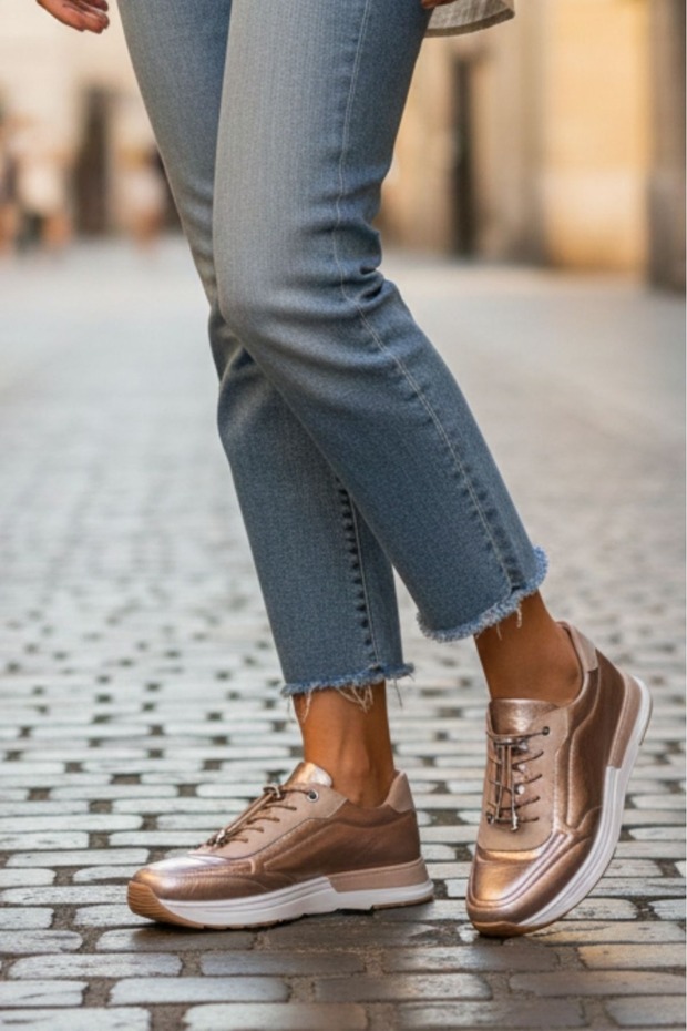 Genuine Leather Quick Lace-Up Orthopedic Sole Sports Shoes Napa-383 - 2