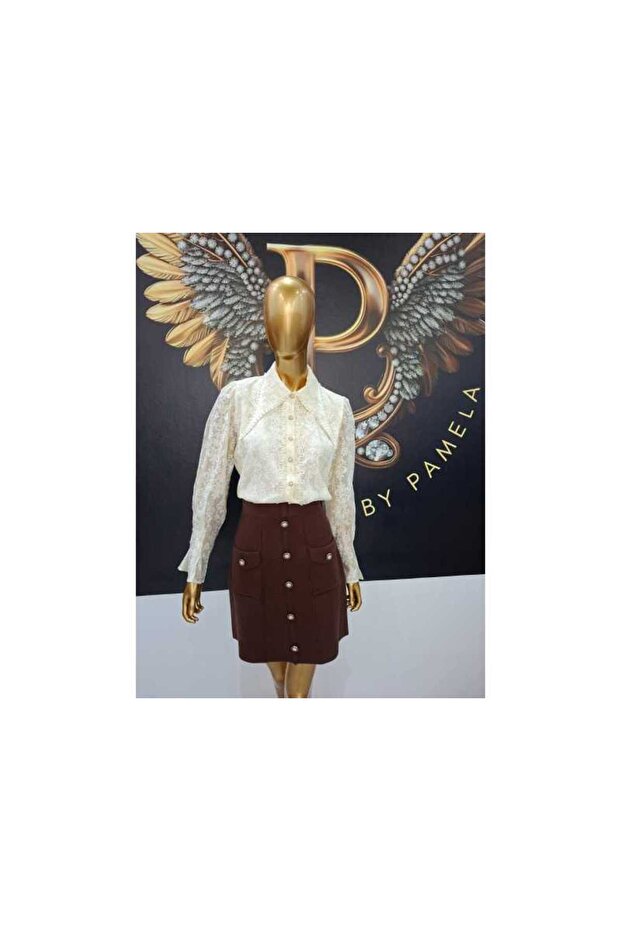 STEPHANIE BROWN SKIRT - BROWN, SINGLE WAIST - 3