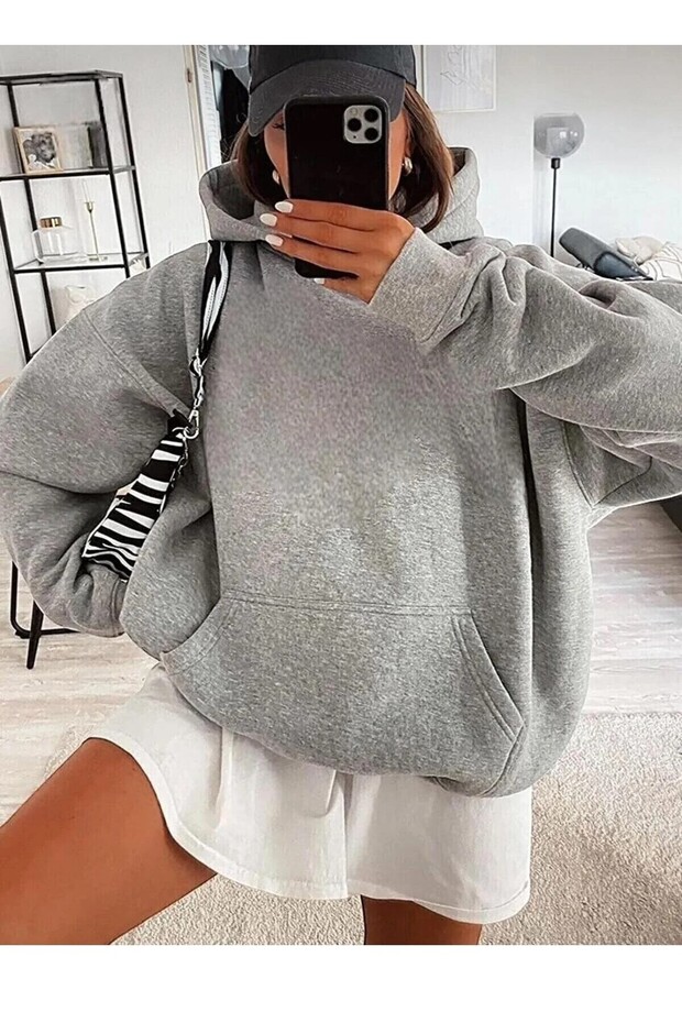 3 Yarn Combed Cotton Plus Size Unisex Sweatshirt - 1