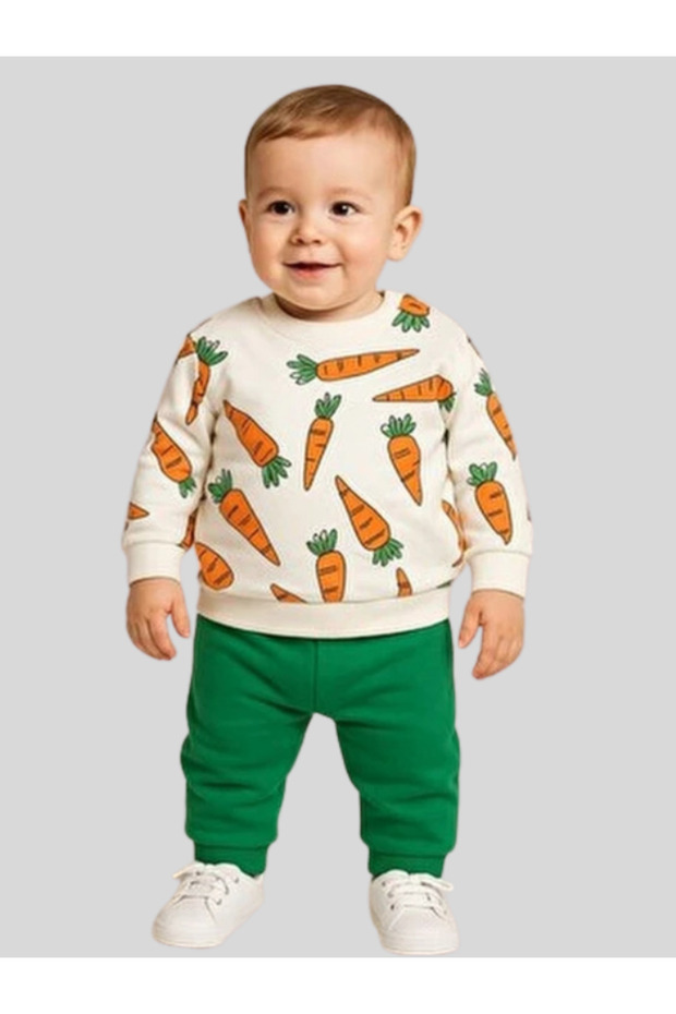 Baby Boys 2-Piece Romper Set Carrot Printed Cotton 🥕 🥕 🥕