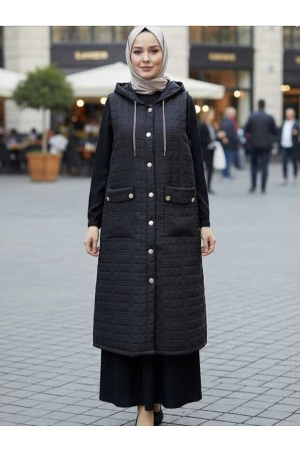 HOODED QUILTED VEST - 1