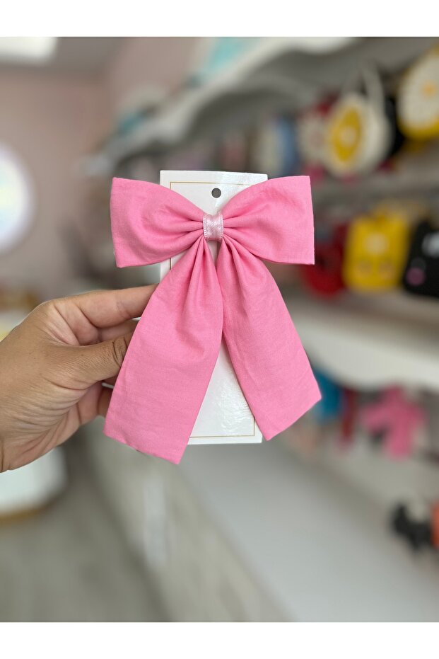 Girl's Pink Fabric Bow Clip Hairpin