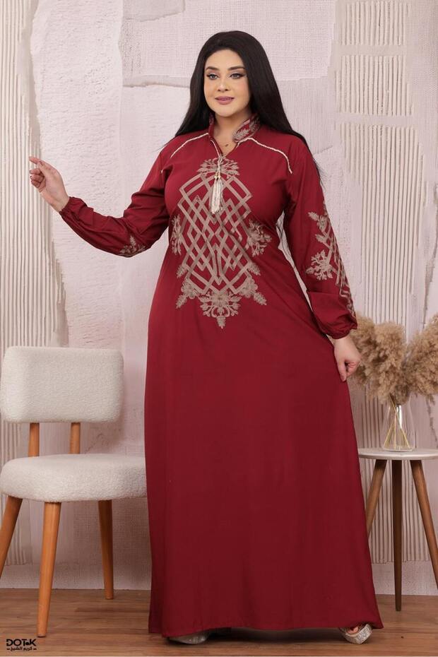 A cotton abaya made from lightweight natural cotton fabric with a belt at the waist that adds a touch of elegance, and elasticated sleeves. - 2