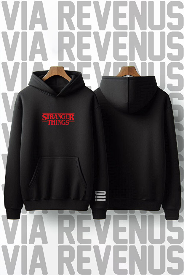 Stranger Things 011 Chest and Arm Printed Unisex Oversized Hooded Sweatshirt Design Graphic Hoodie - 1