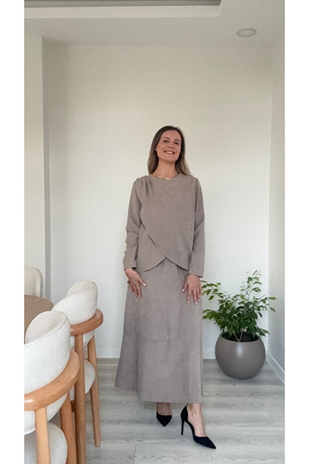 İthal süet elbise - 2