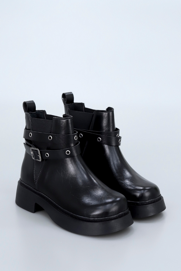 Dvmd 658 Belt Detailed Elastic Zippered Boots - 1