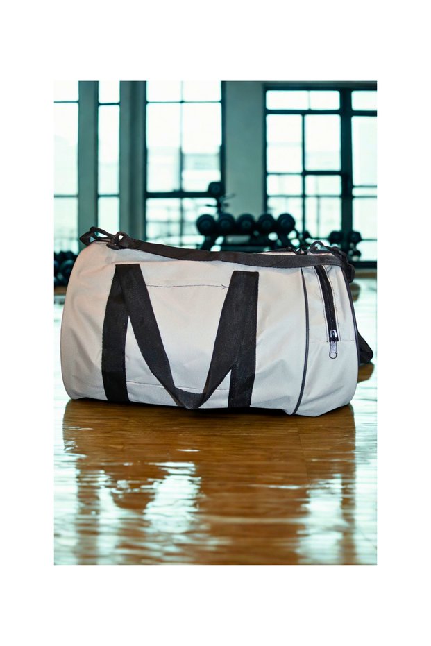 Unisex Waterproof Long Strap Travel Gym Fitness Beige Cylinder Sports Bag