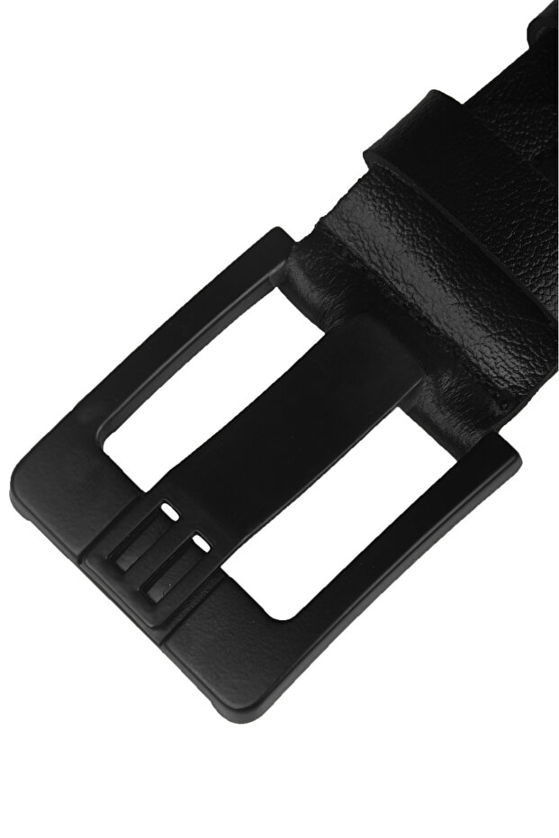 Black 100% Genuine Leather Men's Belt Black Buckle Thick Tongue Adjustable Domestic Production 2502655 - 7