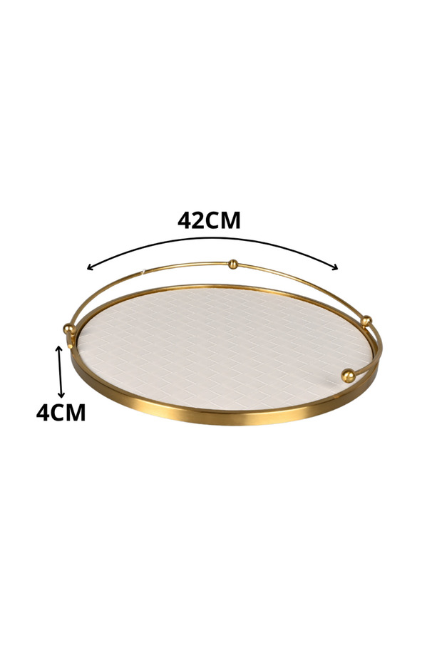 صينية تقديم مستديرة بإطار نحاسي - 5
