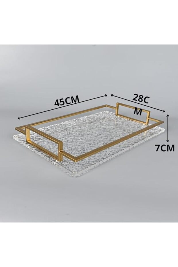 Rectangular Transparent Acrylic Serving Tray with Copper Steel Frame - 5