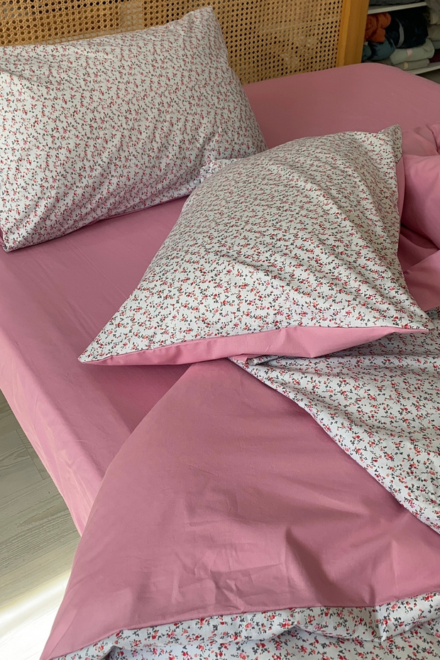 100% Cotton Single Duvet Cover Set with Double-Sided Elastic Sheets - 2
