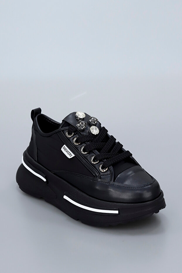 Prn 172-1 Stone Detailed Lace-Up Sports Shoes - 3