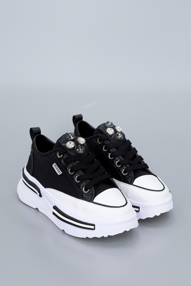 Prn 172-1 Stone Detailed Lace-Up Sports Shoes - 1