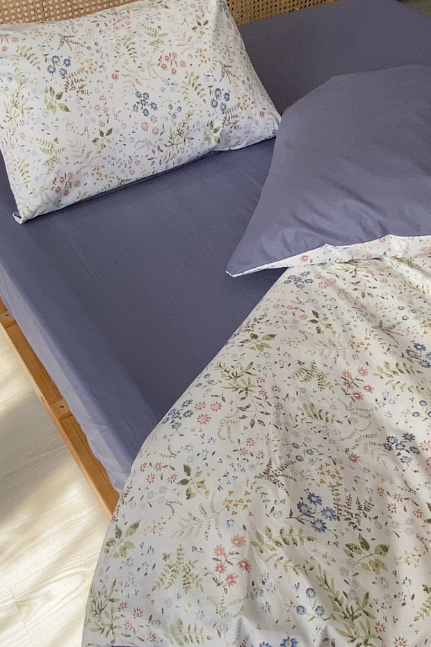 100% Cotton Single Duvet Cover Set with Double-Sided Elastic Sheets - 2