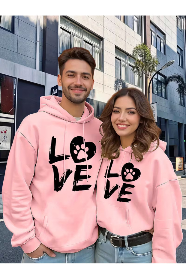 Dear Couple Combination Hoodie Set of 2 – Love Pati Printed Unisex Oversized Hooded Sweatshirt, 3 Thread - 1