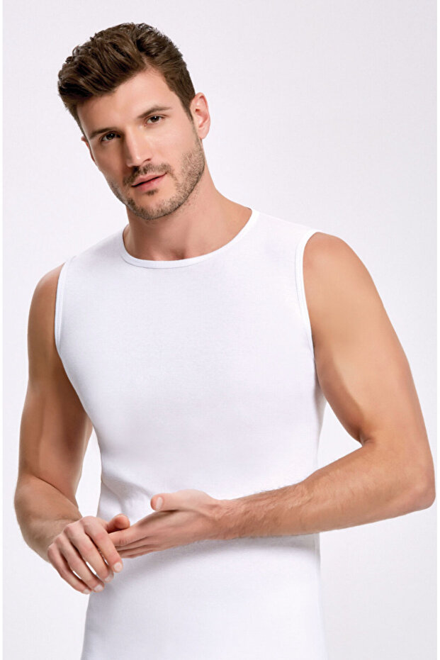 Men'S, 100% Cotton, Ribbed, Crew Neck, Pack of 6 White Undershirts