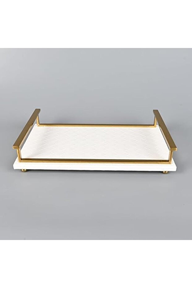 Rectangular Serving Tray with Copper Steel Frame - 2