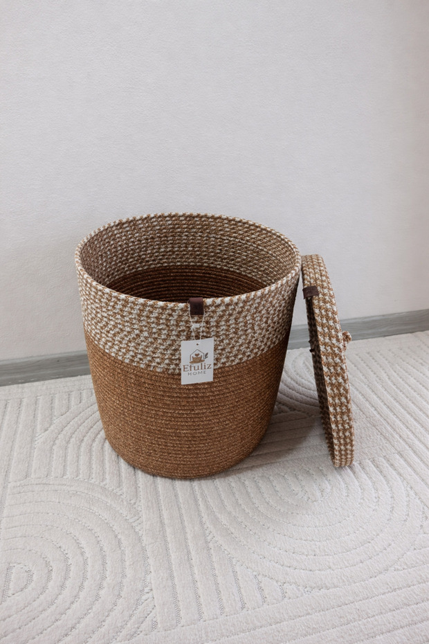 Jute Wicker Basket, Bathroom-Towel-Laundry-Dirty Clothes Basket, Hand-Touch, Kitchen- Cobalt In-1-Toy-Organizer Basket