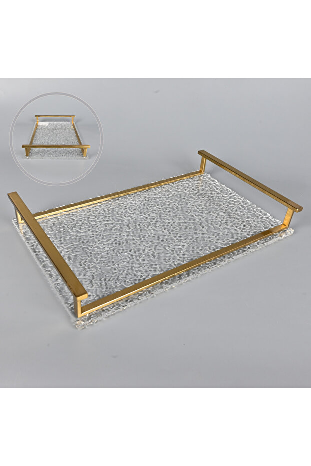 Rectangular Transparent Tray 45×28 cm with Copper Frame - 1