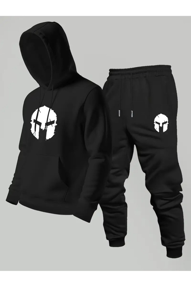 Unisex  Printed Hooded Oversized Bottom-Top Set Jogger Cotton Tracksuit Set - 1