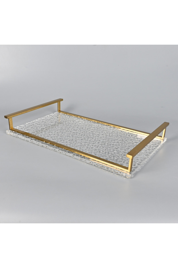 Rectangular Transparent Tray 45×28 cm with Copper Frame - 3
