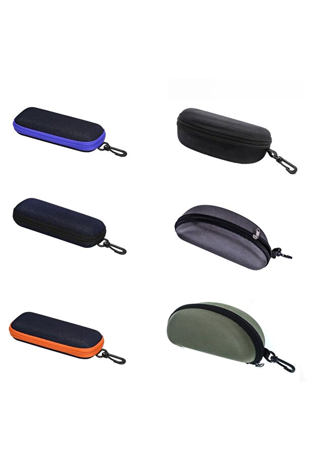 Portable Travel Zipper Eyeglass Case, Denim Fabric Hard Spectacle Case, Eyewear Protector Glasses - 1