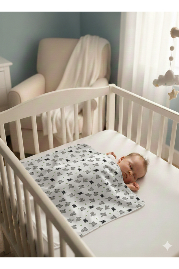 100% Cotton Combed Multi-Purpose Double-Sided Baby Blanket - 90X90Cm, Natural Soft Special Texture - 2