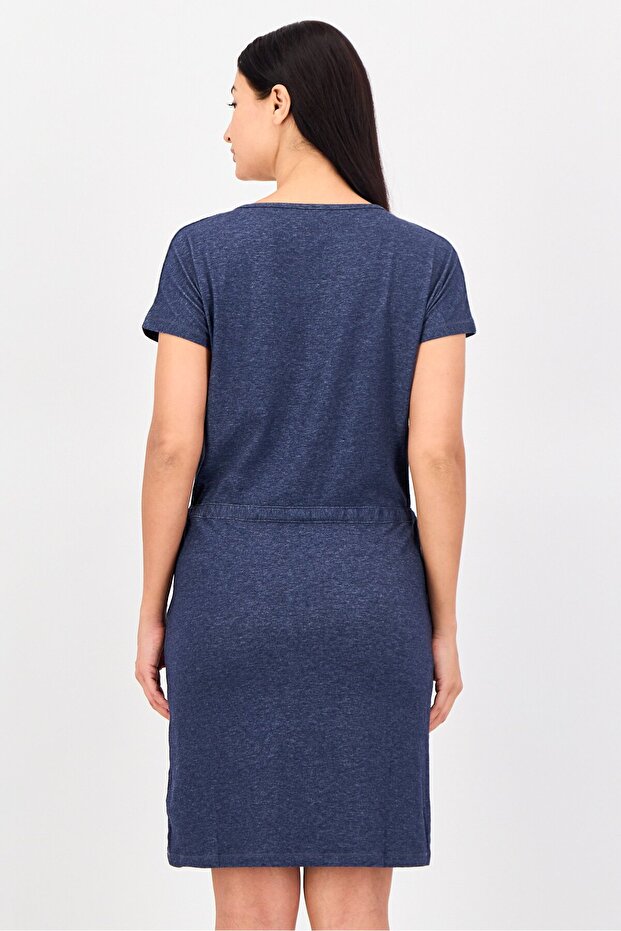 Women Heather Casual Mini Dress, Navy - 4