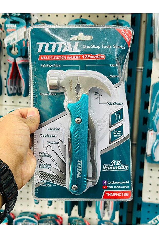 TOTAL Multi-Function Claw Hammer with Foldable Handle, Nail Puller & Ergonomic Grip - 3