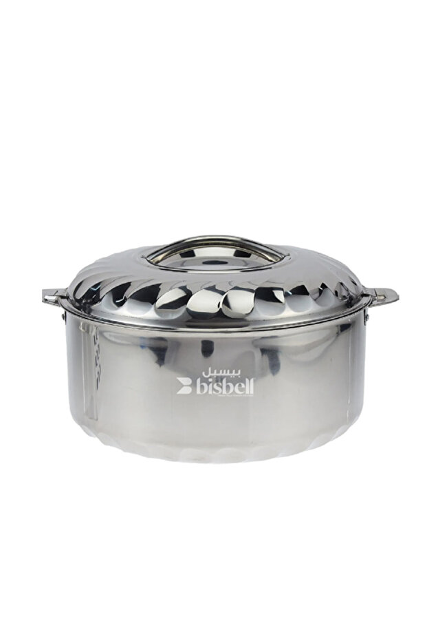 Insulated Stainless Steel Hotpot 5000ml - Double Wall Casserole for Serving in Silver,BB3805