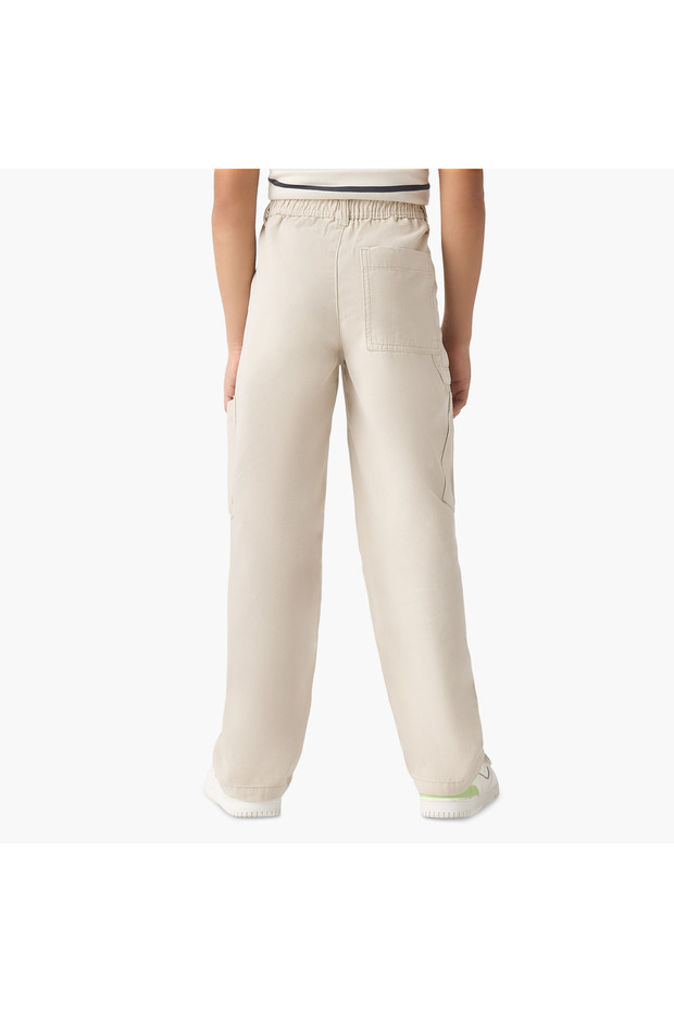 Solid Pants with Pockets and Button Closure - 3